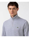 Logo Half Zip Up Cotton Sweatshirt Grey - LACOSTE - BALAAN 5