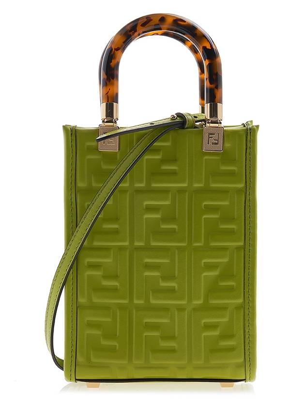 Mini Sunshine FF Embossed Leather Cross Bag Green - FENDI - BALAAN 4