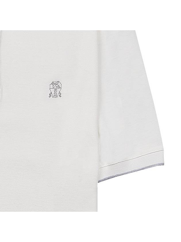 Embroidered Logo Short Sleeve Polo Shirt White - BRUNELLO CUCINELLI - BALAAN 8