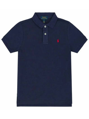 Kids Pony Embroidered Collar T Shirt Navy 547926 004 - POLO RALPH LAUREN - BALAAN 1