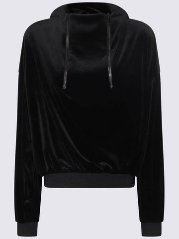 Tom Ford Black Stretch Lustrous Velour  Sweatshirt - TOM FORD - BALAAN 1