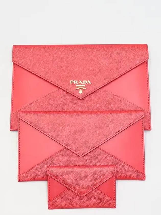 1MF014 Red Saffiano Leather Document Holder Envelope Clutch Bag - PRADA - BALAAN 4