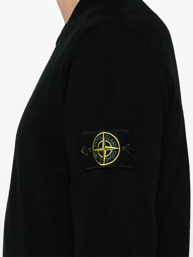 Compass Badge Crewneck Virgin Wool Knit Top Black - STONE ISLAND - BALAAN 6