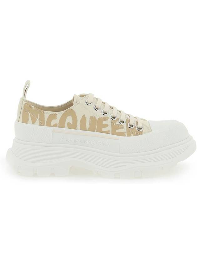 Women's Logo Print Low Top Sneakers Cream - ALEXANDER MCQUEEN - BALAAN 1