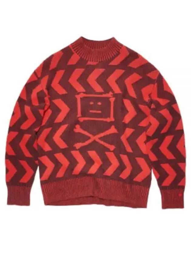 Keith Cross Bones Face Relaxed Crew Knit Top Red - ACNE STUDIOS - BALAAN 2