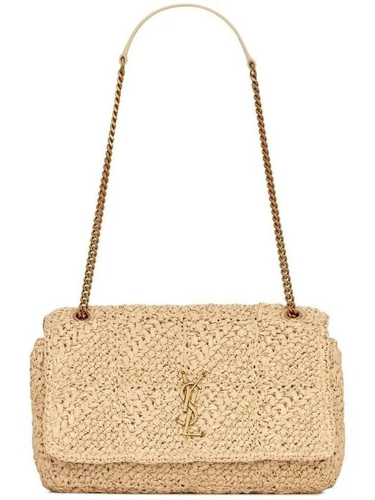 gold-plated Jamie raffia medium shoulder bag natural - SAINT LAURENT - BALAAN.