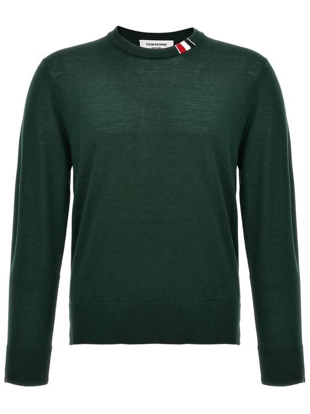 Intarsia Stitch Crew Neck Merino Wool Knit Top Green - THOM BROWNE - BALAAN 2