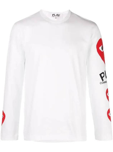 Side Multi Heart Long Sleeve T-Shirt White - COMME DES GARCONS PLAY - BALAAN 1