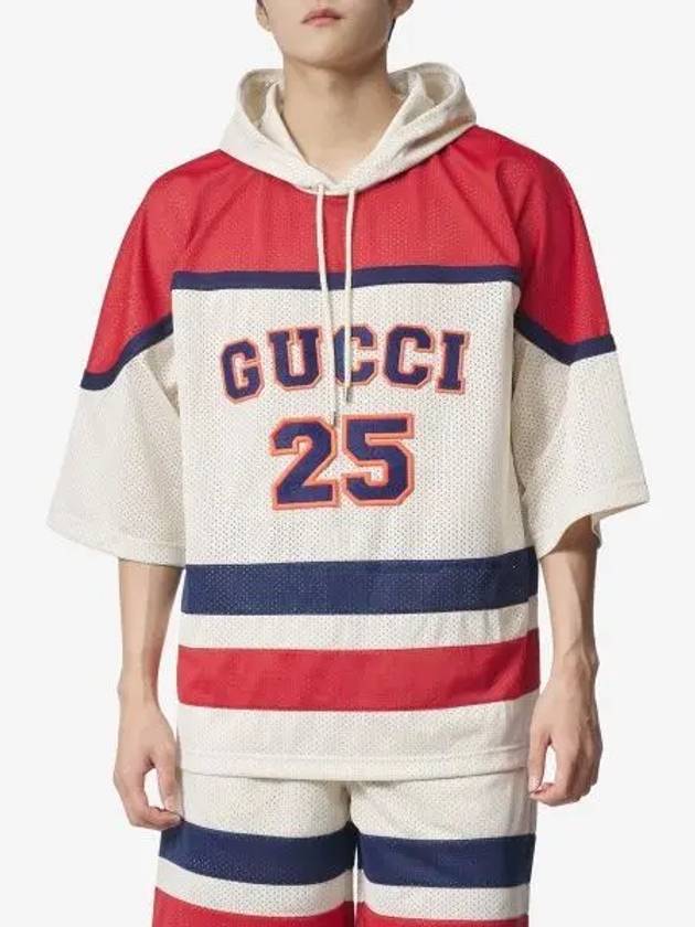 GG Perforated Hoodie White Red - GUCCI - BALAAN 2