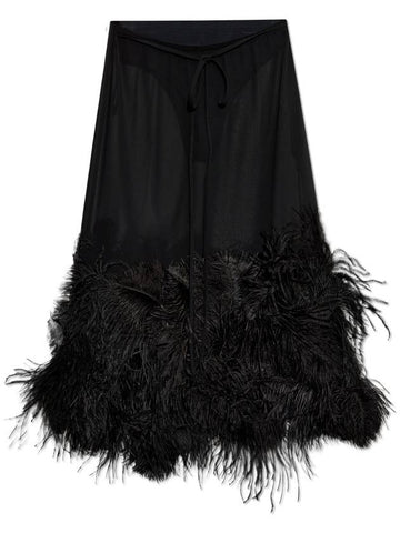 The Attico Skirt With Ostrich Feathers, Women's, Black - THE ATTICO - BALAAN 1