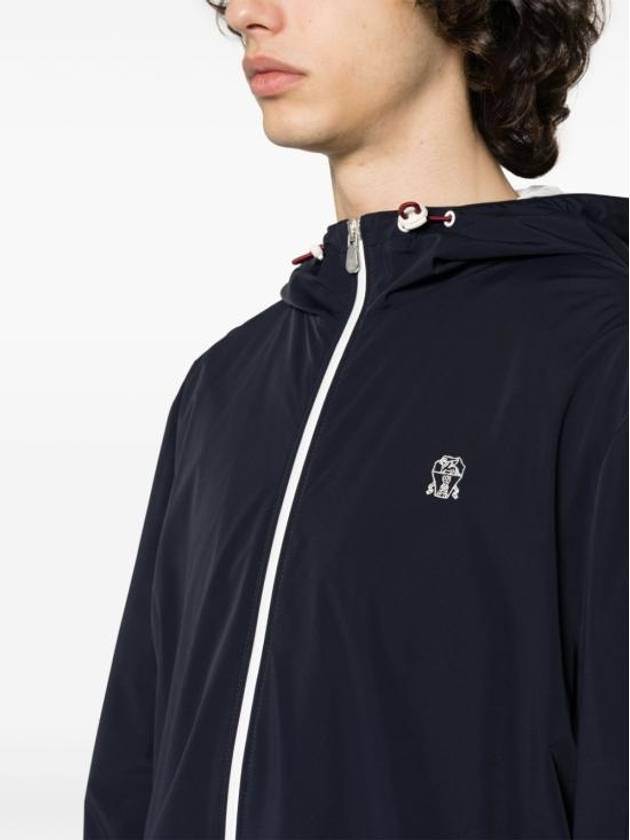 Embroidered Logo Zip-up Hoodie Navy - BRUNELLO CUCINELLI - BALAAN 4