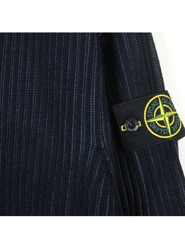 Crewneck Rib Virgin Wool Knit Top Navy - STONE ISLAND - BALAAN 4