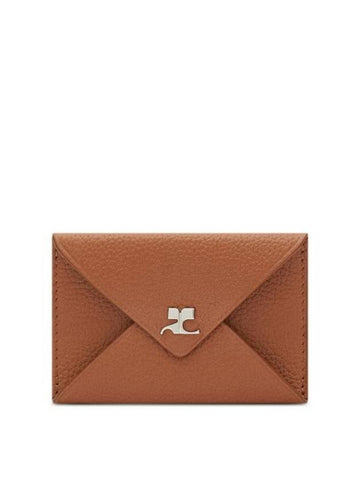 Logo Envelope Leather Card Wallet Toffee - COURREGES - BALAAN 1