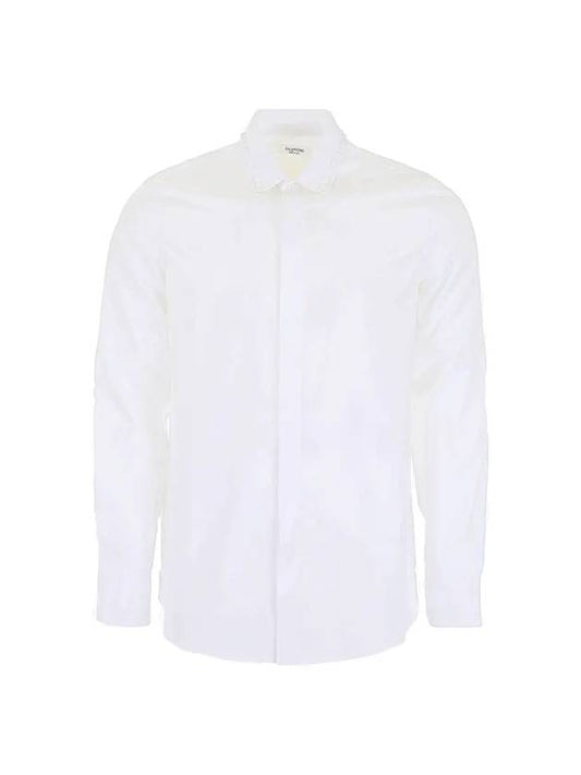 Men's Rockstud Long Sleeve Shirt White - VALENTINO - BALAAN.