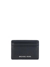 Pebbled Leather Card Wallet Black - MICHAEL KORS - BALAAN 1