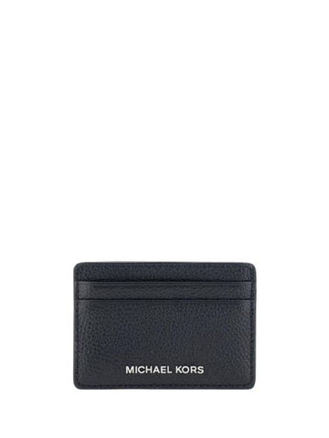 Pebbled Leather Card Wallet Black - MICHAEL KORS - BALAAN 1