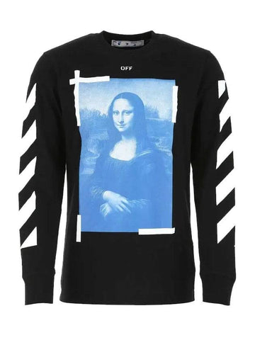 Mona Lisa Print Long Sleeve T-Shirt Black - OFF WHITE - BALAAN 1