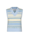 Striped Soft Wool Gilet Vest Light Blue - GANNI - BALAAN 1