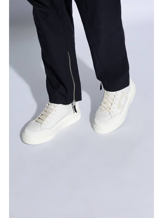 Gancini Outline Low-Top Sneakers White - SALVATORE FERRAGAMO - BALAAN 3