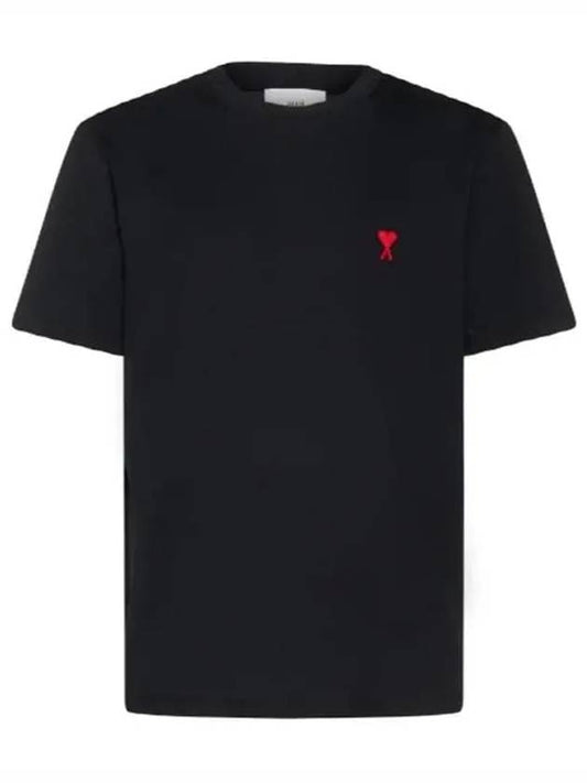 Small Heart Logo Short Sleeve T-Shirt Black - AMI - BALAAN