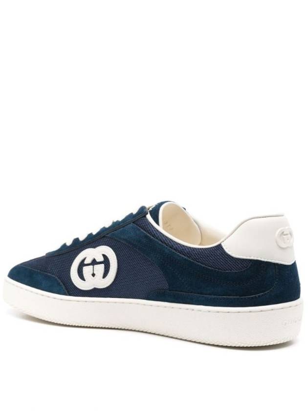 Interlocking G Suede Low-Top Sneakers Blue - GUCCI - BALAAN 3