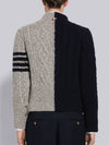 Fun-Mix Aran Cable Donegal 4-Bar Cardigan Navy Grey - THOM BROWNE - BALAAN 3