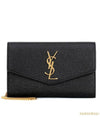 Monogram Uptown Chain Embossed Leather Long Wallet Black - SAINT LAURENT - BALAAN 2