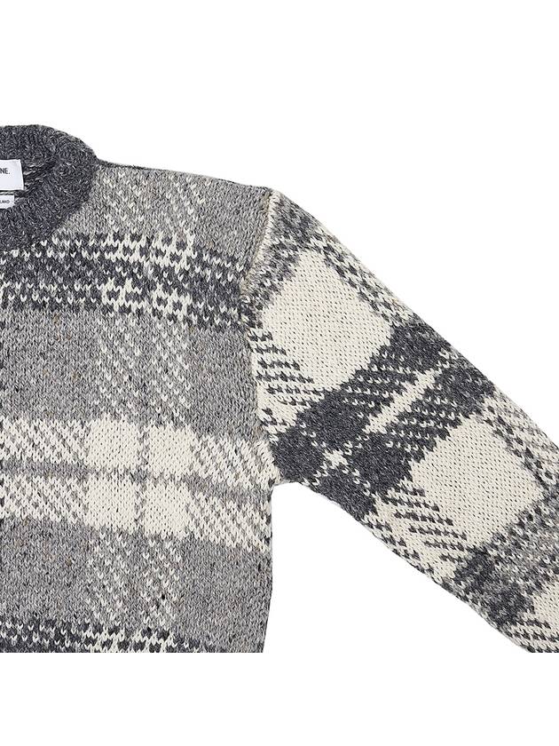 Tartan Check Jacquard Wool Mohair Knit Top Grey - THOM BROWNE - BALAAN 5