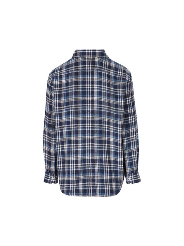 Loose Lumberjack Check Cotton Long Sleeve Shirt Navy - CELINE - BALAAN 7