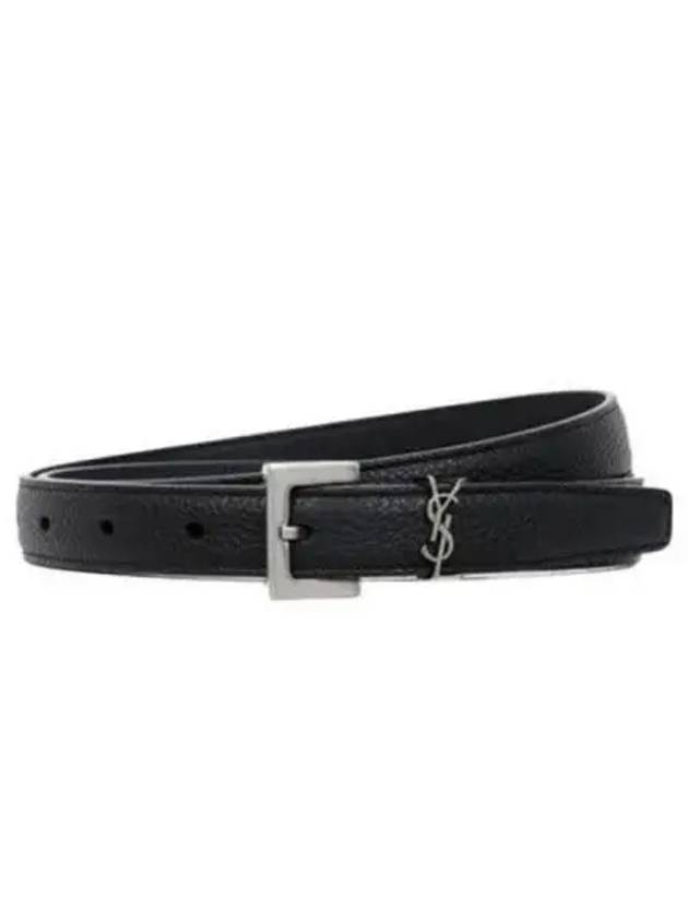 Men's Monogram Grain Belt Black - SAINT LAURENT - BALAAN 2