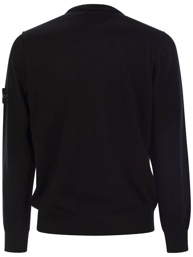 Crew neck small roll detail sweatshirt black - STONE ISLAND - BALAAN 3