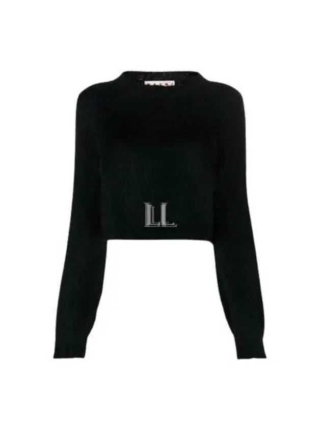 Crew Neck Brushed Knit Top Black - MARNI - BALAAN 2