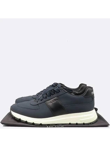 2EG350 Navy Color Re nylon Leather Logo Decorative Trim Men s Sneakers 265MM - PRADA - BALAAN 1