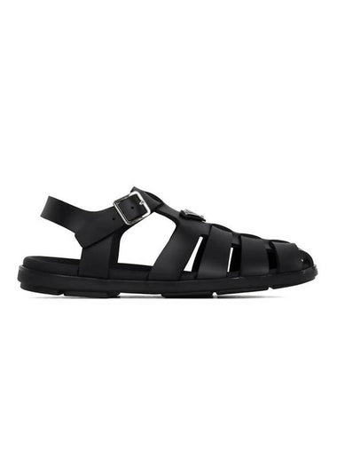 Triangle Logo Fisherman Rubber Sandals Black - PRADA - BALAAN 1