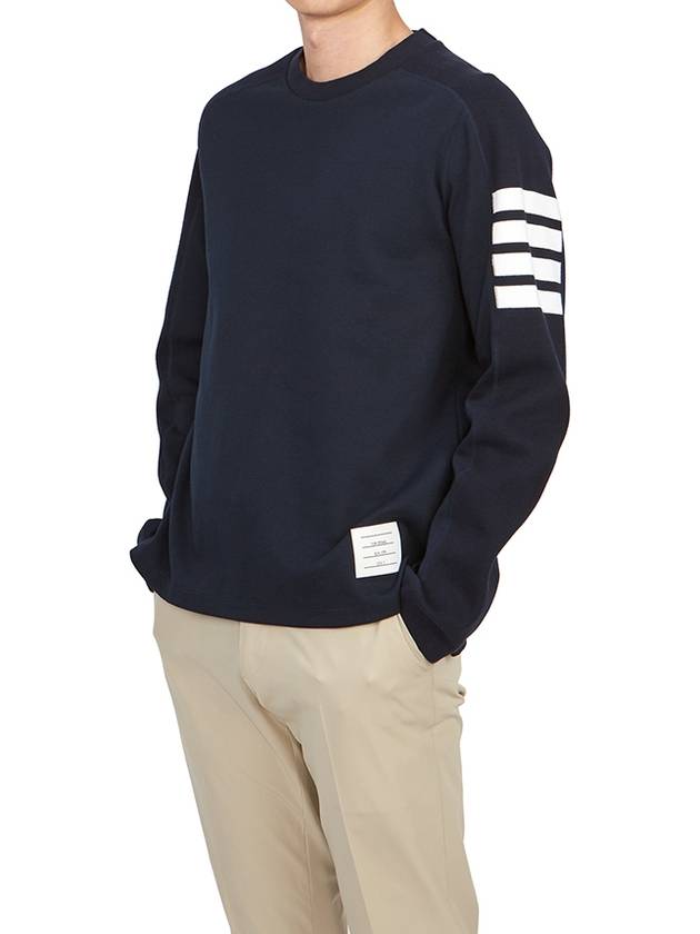 4-Bar Striped Cotton Long Sleeve T-Shirt Navy - THOM BROWNE - BALAAN 8