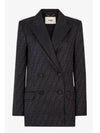 Logo Double Button Blazer Jacket Black - FENDI - BALAAN 2