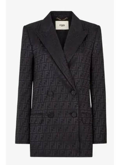 Logo Double Button Blazer Jacket Black - FENDI - BALAAN 2