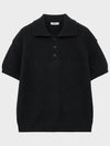 Overfit Heavy Knit Polo Shirt Black - NOIRER - BALAAN 3