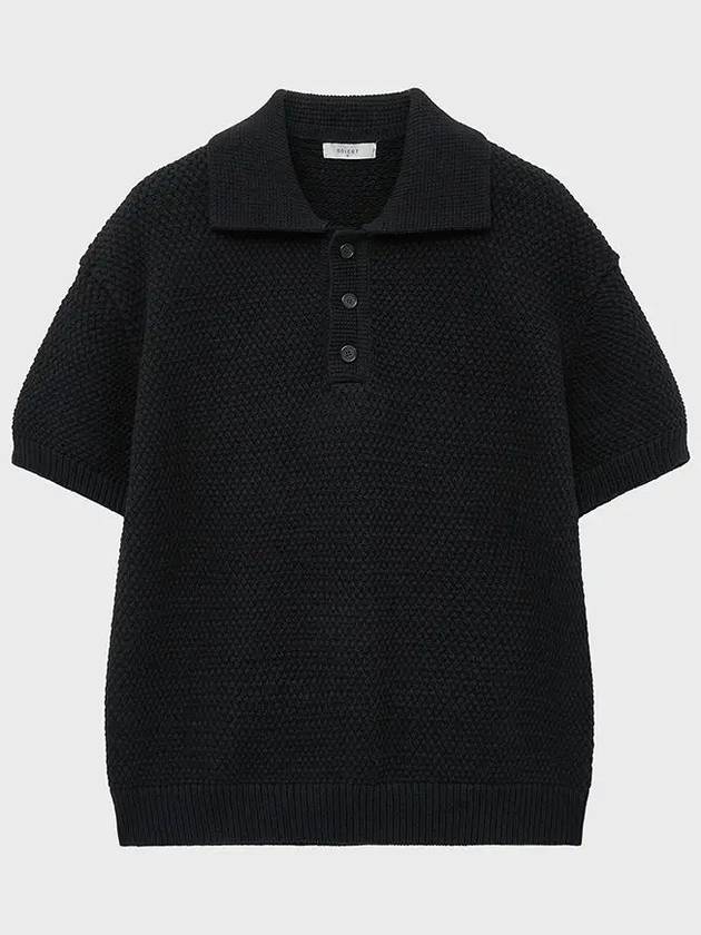 Overfit Heavy Knit Polo Shirt Black - NOIRER - BALAAN 3