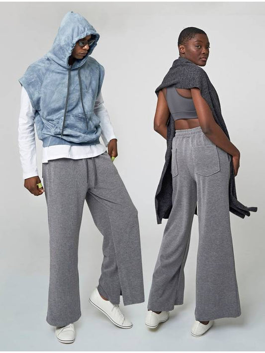 Wide Slit Track Pants Melange Grey - ATHPLATFORM - BALAAN 1