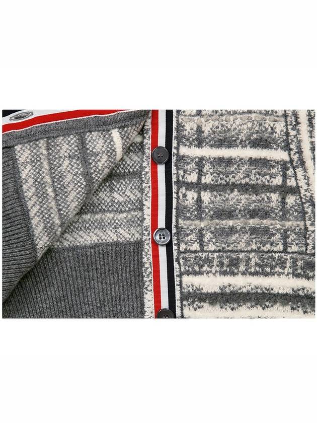 Tartan Check 4 Bar Cardigan Grey - THOM BROWNE - BALAAN 6