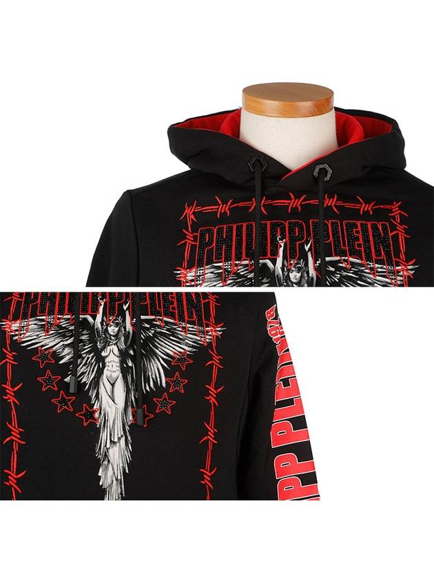 Angel Print Cotton Hoodie Black - PHILIPP PLEIN - BALAAN 5