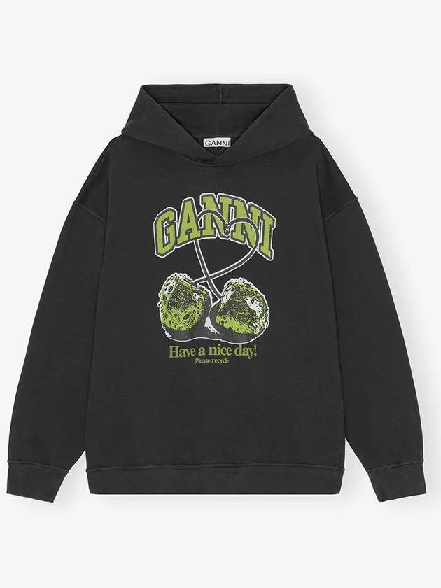 Graphic Print Hoodie Black - GANNI - BALAAN 2