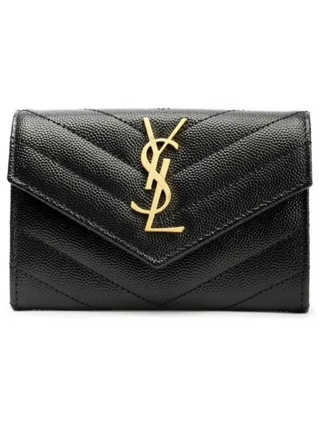 Monogram Envelope Small Half Wallet Black Gold - SAINT LAURENT - BALAAN 2