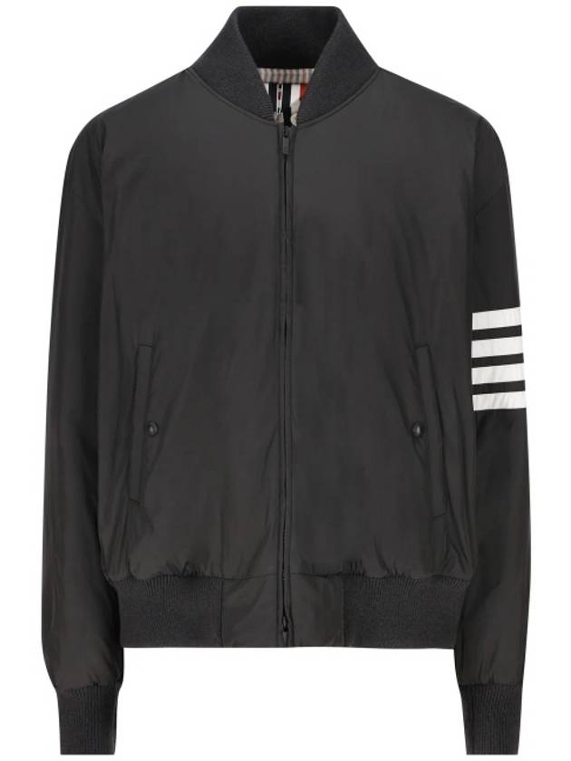 Poly Twill 4-Bar Oversized Knit Down Bomber Jacket Charcoal - THOM BROWNE - BALAAN 2