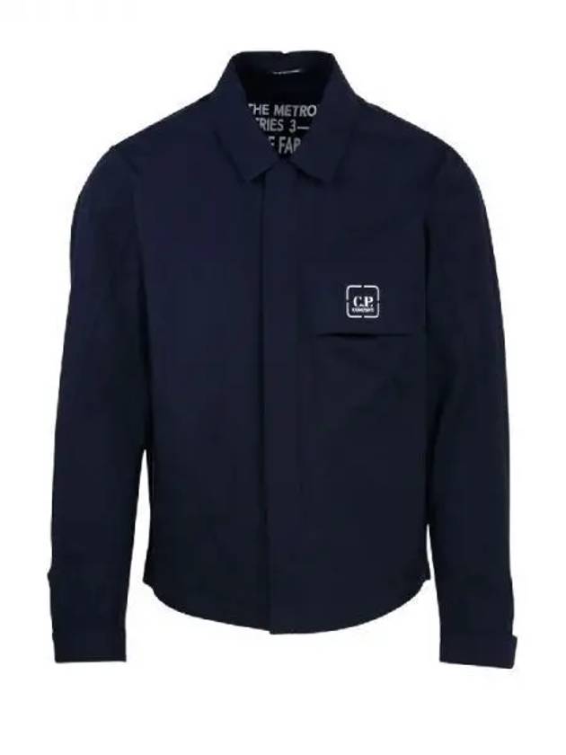 Metropolis Logo Patch Shirt Zip Up Jacket Navy - CP COMPANY - BALAAN 2