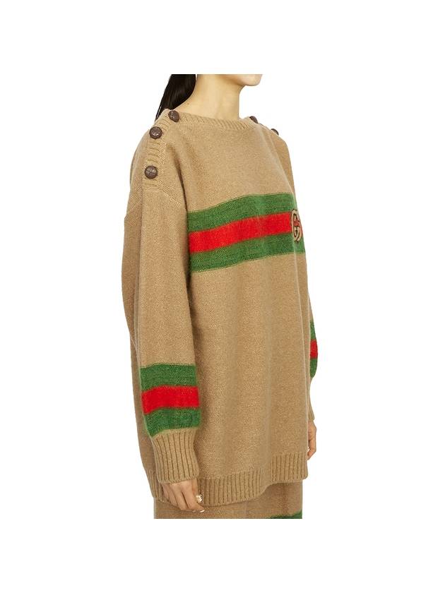 Web Interlocking GG Knit Top Camel - GUCCI - BALAAN 4