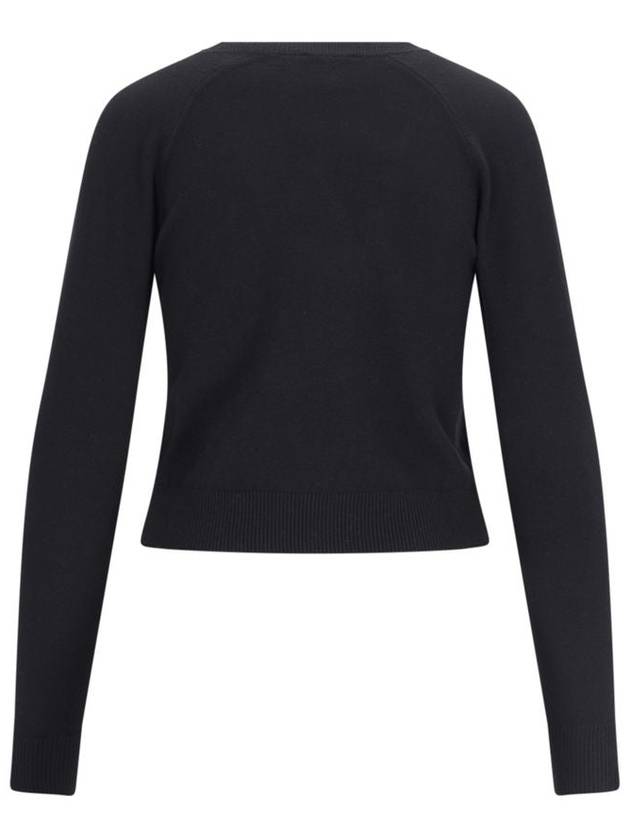 Embroidered Logo Wool Knit Top Black - PATOU - BALAAN 3