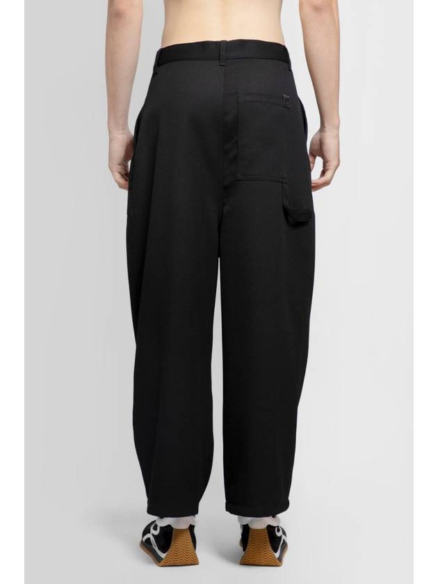 Logo Patch Wool Wide Pants Black - LOEWE - BALAAN 9