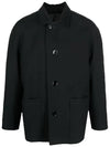 Curved Shoulder Button Jacket Black - LEMAIRE - BALAAN 2